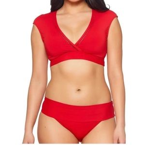 New Bleu Rod Beattie Behind The Seams Cap Sleeve Crop Swim Top And Bottom Size 6